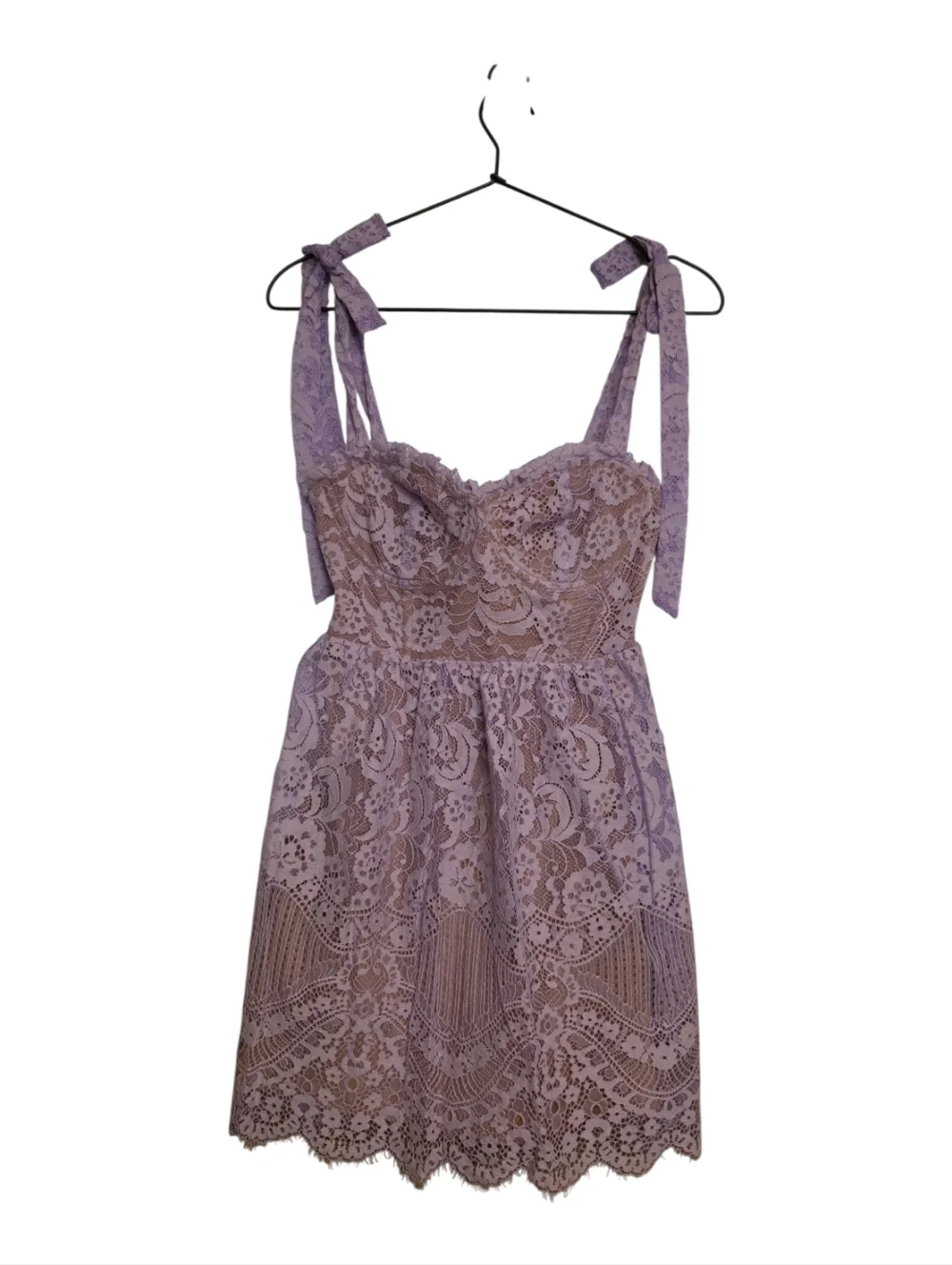 For Love & Lemons Valentina Lace Mini Dress Lavender XS - Picture 5 of 10